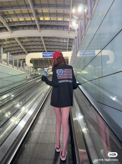 GTR / 크롬하츠 남성 USA 국기 프린트 긴팔