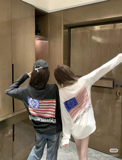 GTR / 크롬하츠 남성 USA 국기 프린트 긴팔
