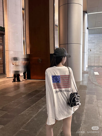 GTR / 크롬하츠 남성 USA 국기 프린트 긴팔
