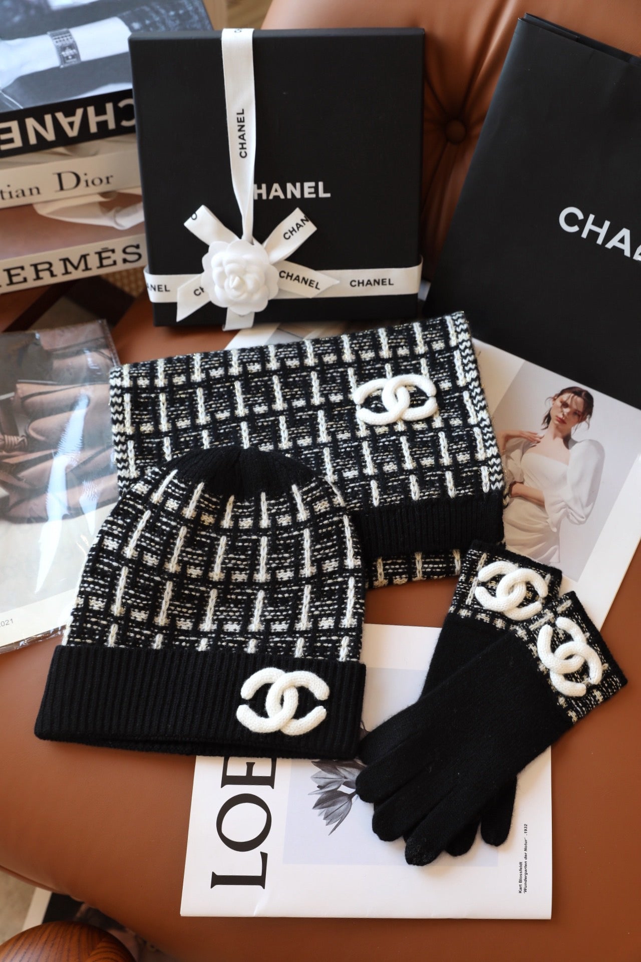 US / 샤넬 침캐시미어 모자+머플러