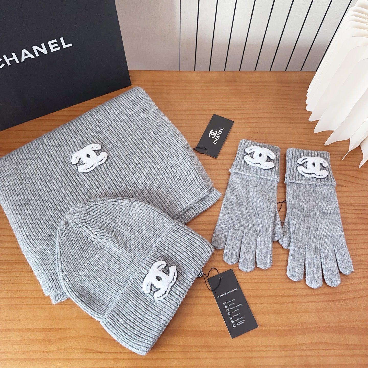 US / 샤넬 모자+목도리+장갑