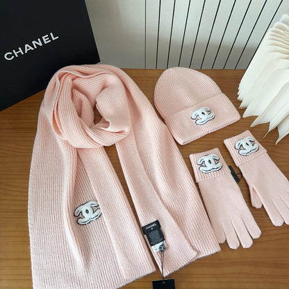 US / 샤넬 모자+목도리+장갑