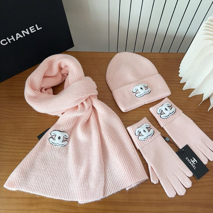 US / 샤넬 모자+목도리+장갑