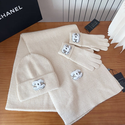 US / 샤넬 모자+목도리+장갑