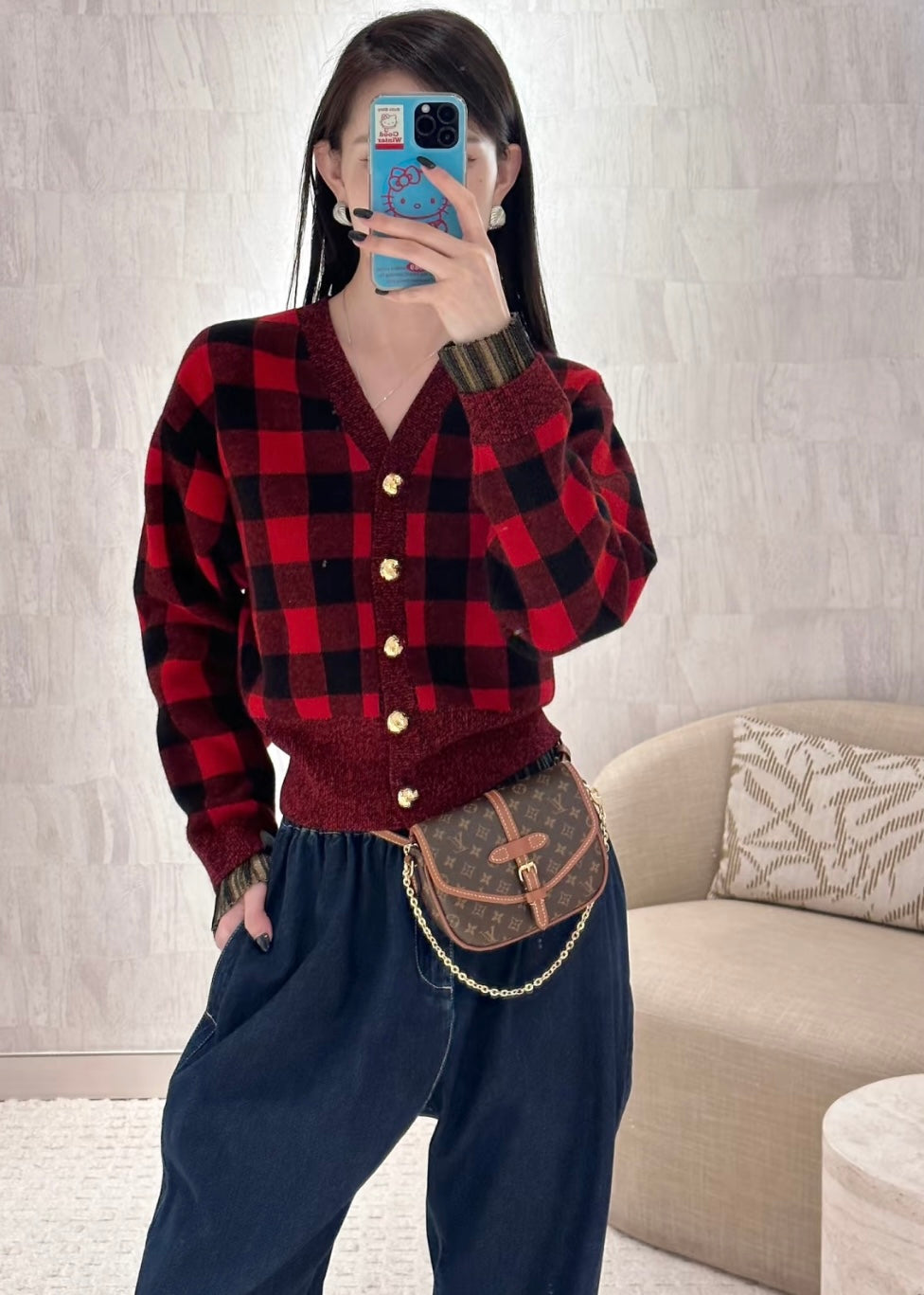 TJ셀러 / 루이비통 레드 체크 카디