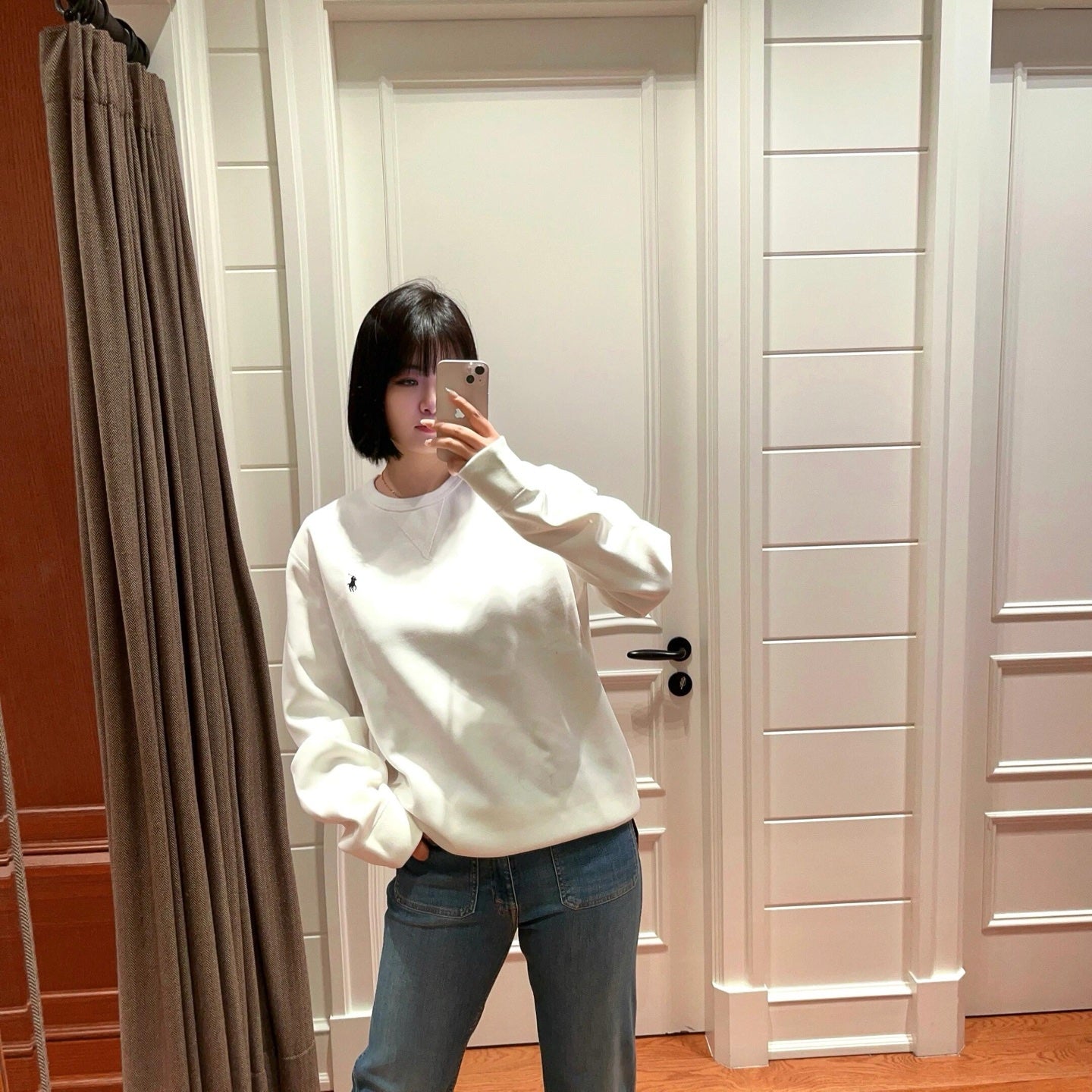 체인2호 / 폴로 로고 자수 단색 라운드 맨투맨