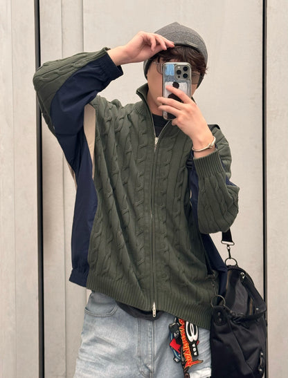 GTR / 발렌시아가 지퍼 니트 가다건 그린