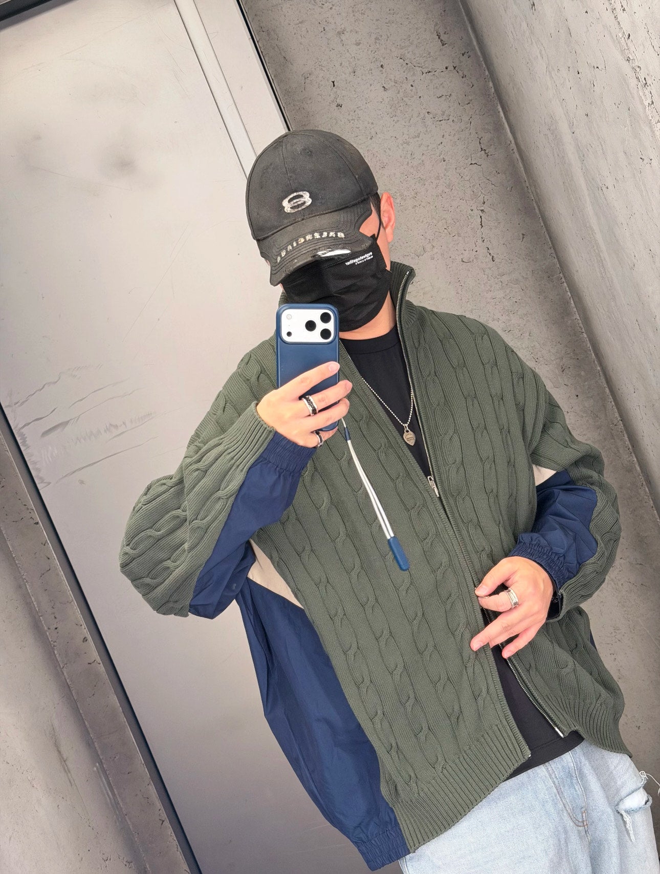 GTR / 발렌시아가 지퍼 니트 가다건 그린