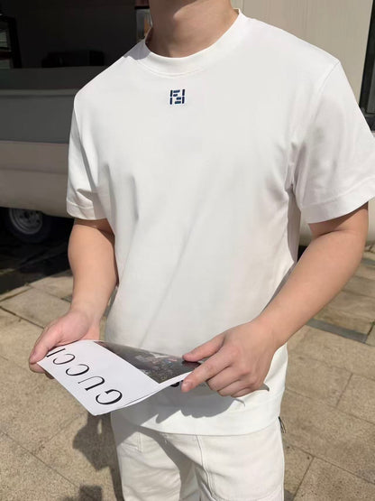 GTR / 펜디 더블 F 자수 라운드 반팔 티셔츠