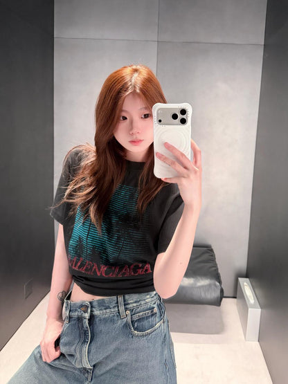 GTR / 발렌시아가 블랙야자수 반팔 티셔츠