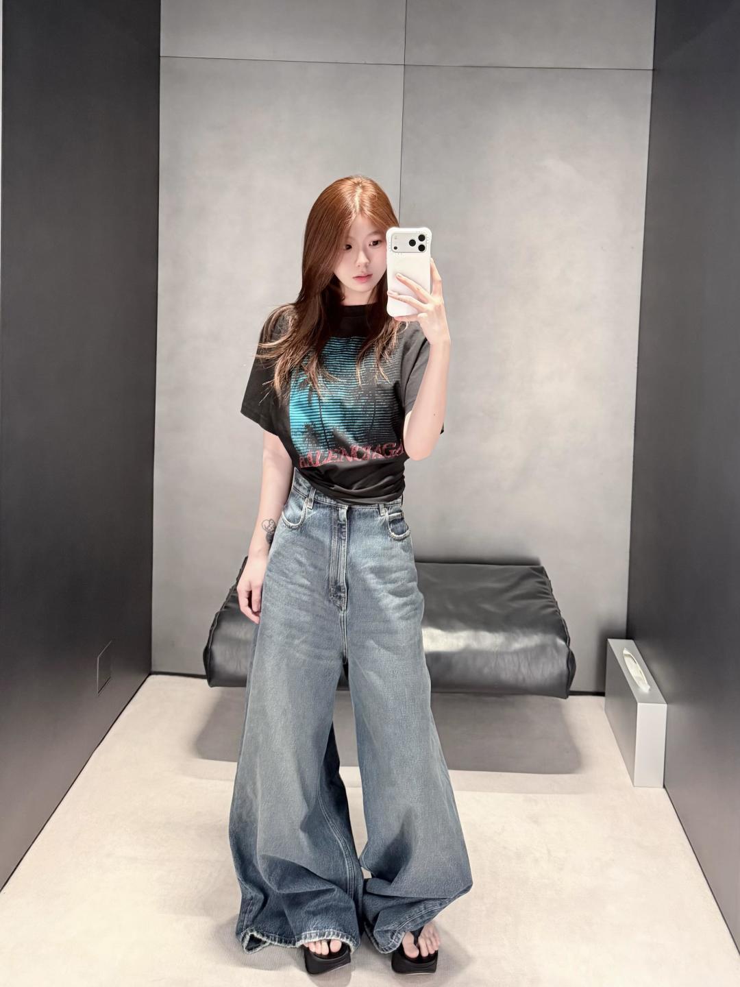 GTR / 발렌시아가 블랙야자수 반팔 티셔츠