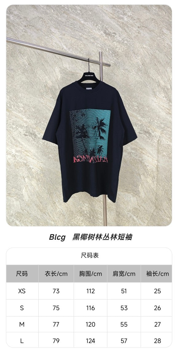 GTR / 발렌시아가 블랙야자수 반팔 티셔츠