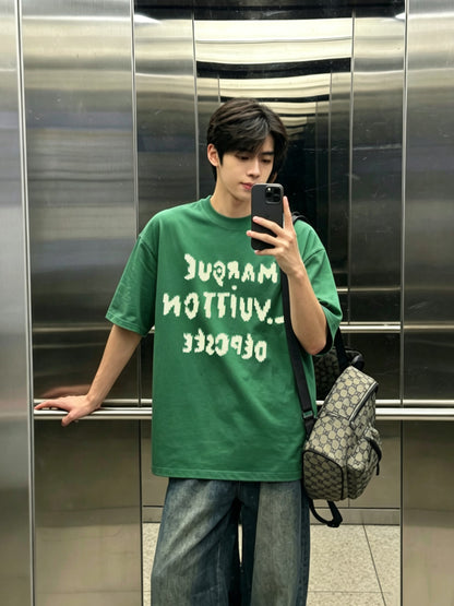 BVG / 루이비통 모사 자수 라운드넥 티셔츠