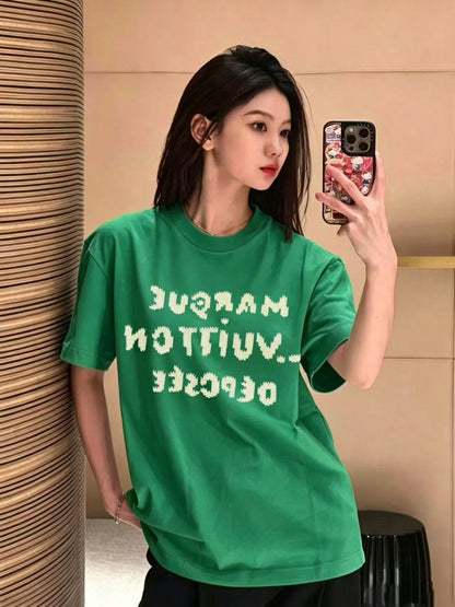 BVG / 루이비통 모사 자수 라운드넥 티셔츠