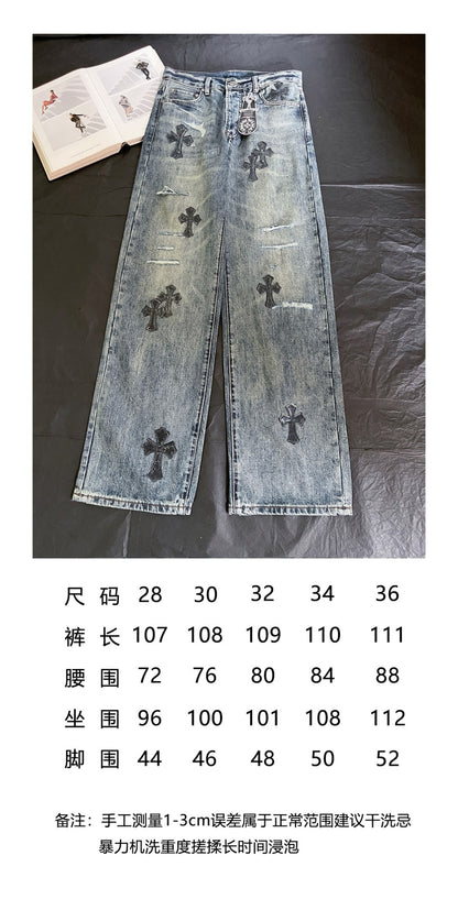 BVG / 크롬하츠 십자 로고 워싱 데님 바지