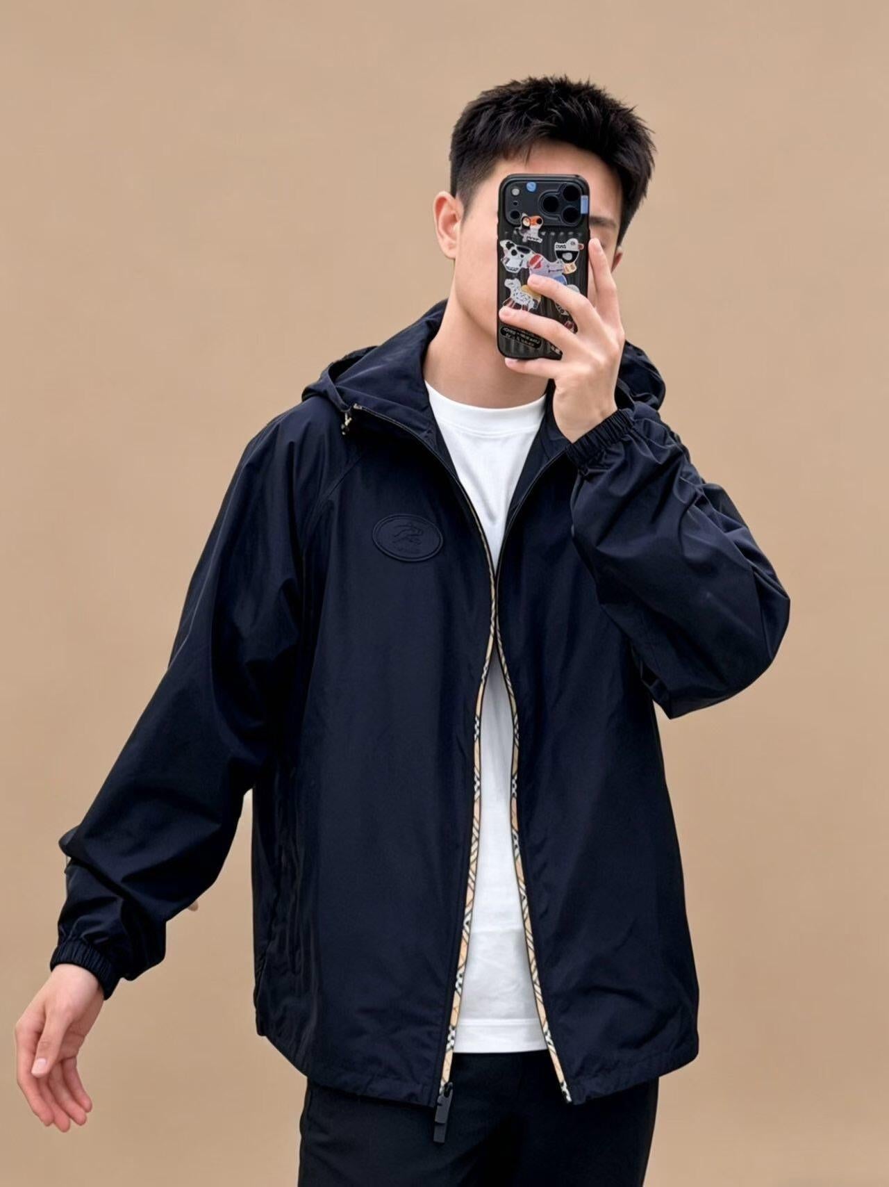 BVG / 버버리 체크 웨빙 나일론 후드 자켓
