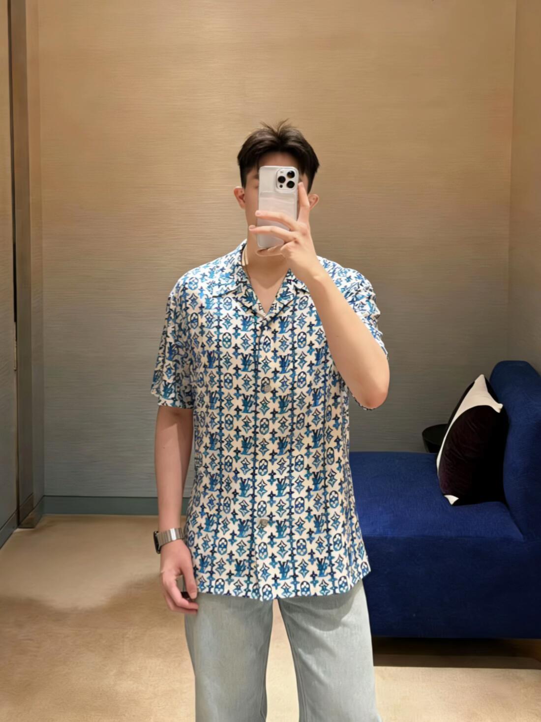 BVG / 루이비통 중첩 꽃 새틴 셔츠