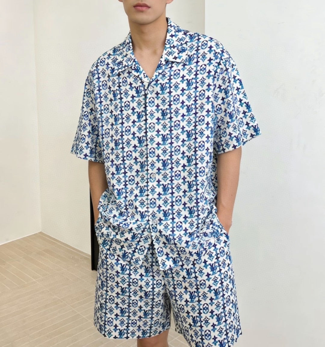 BVG / 루이비통 중첩 꽃 새틴 셔츠