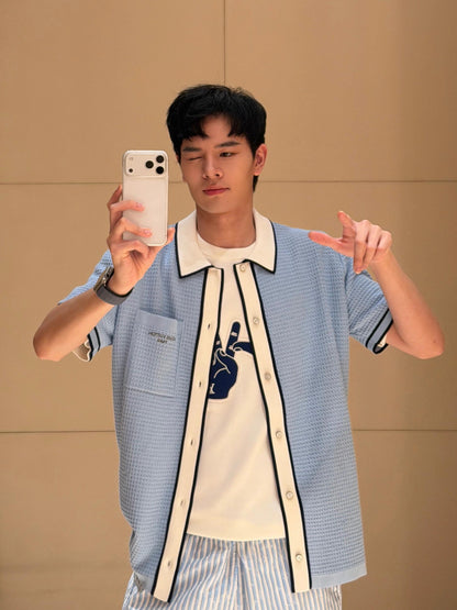 BVG / 루이비통 로고 패치 반팔 라운드넥