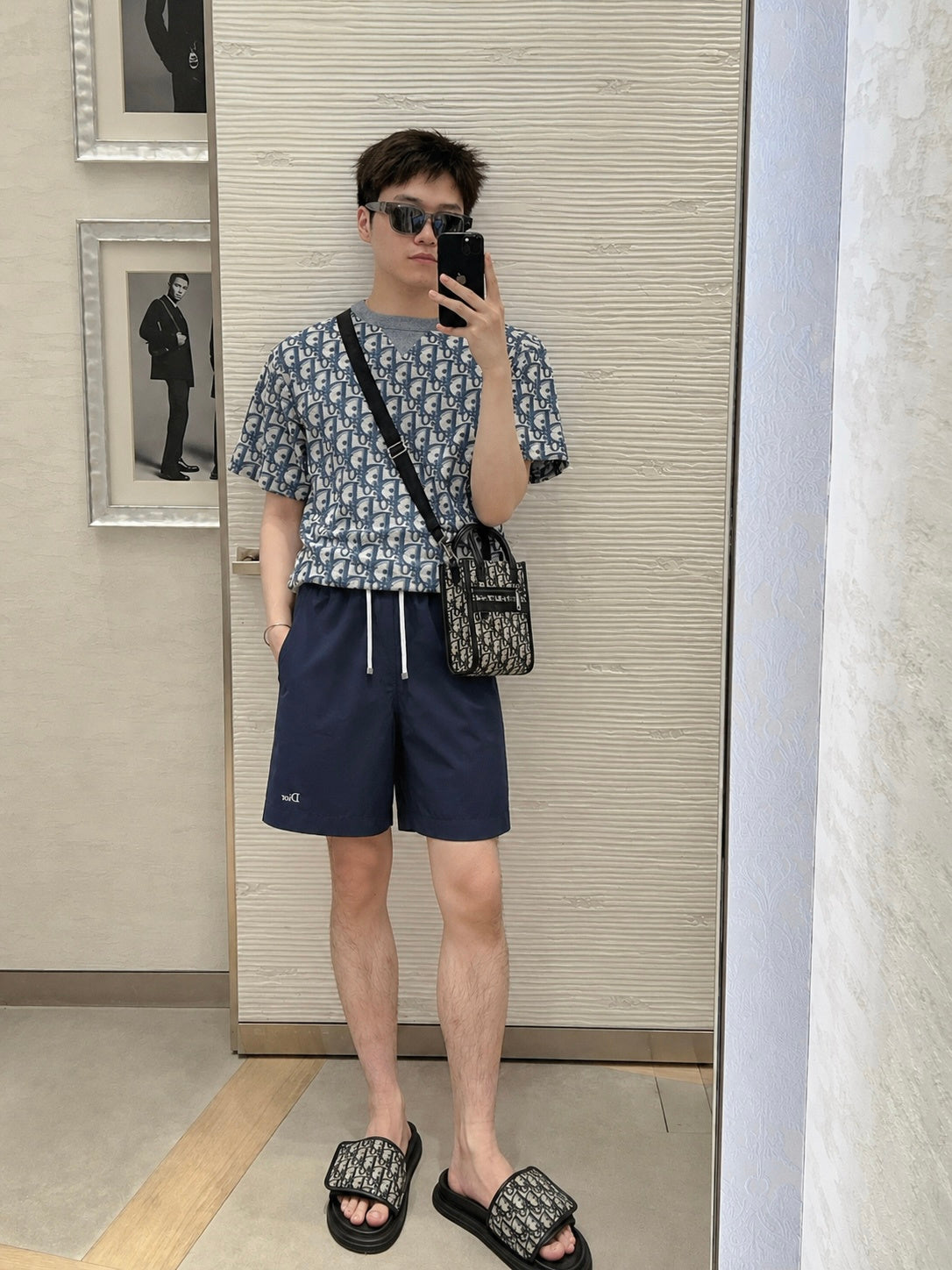 BVG / 디올 작은 마크 비치 반바지