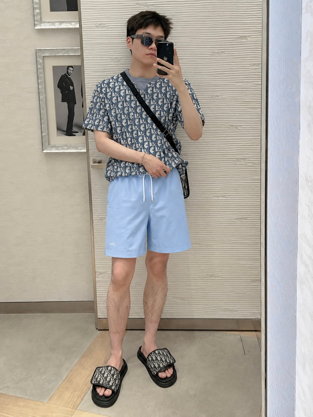 BVG / 디올 작은 미니 로고 수영 반바지