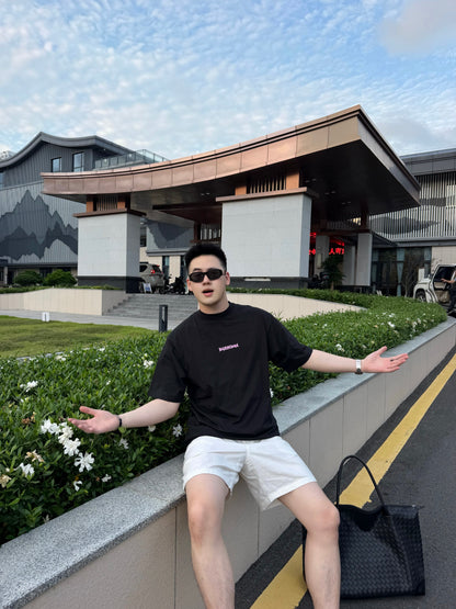 BVG / 발렌시아가 핑크 레터링 자수 프린트 티셔츠