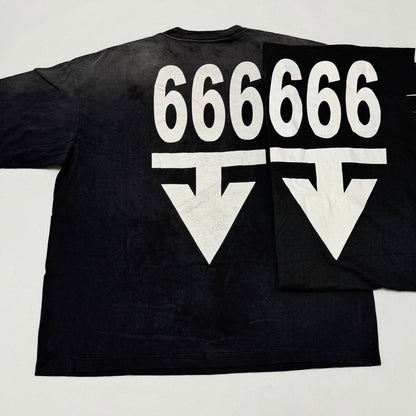 scn / 입생로랑 해골 자유의 여신 666 프린트 빈티지 워시드 반팔 티셔츠