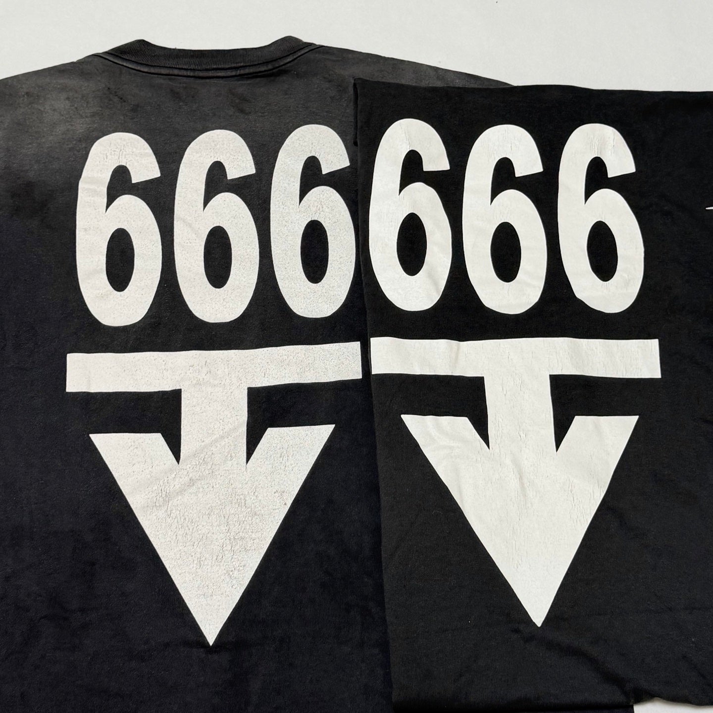 scn / 입생로랑 해골 자유의 여신 666 프린트 빈티지 워시드 반팔 티셔츠