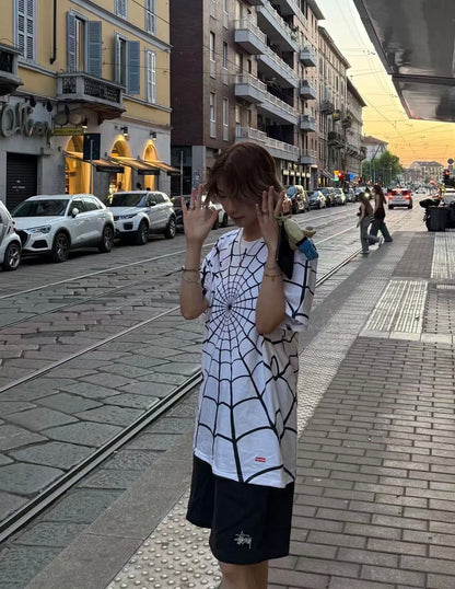 scn / 슈프림 거미줄 프린트 반팔 티셔츠