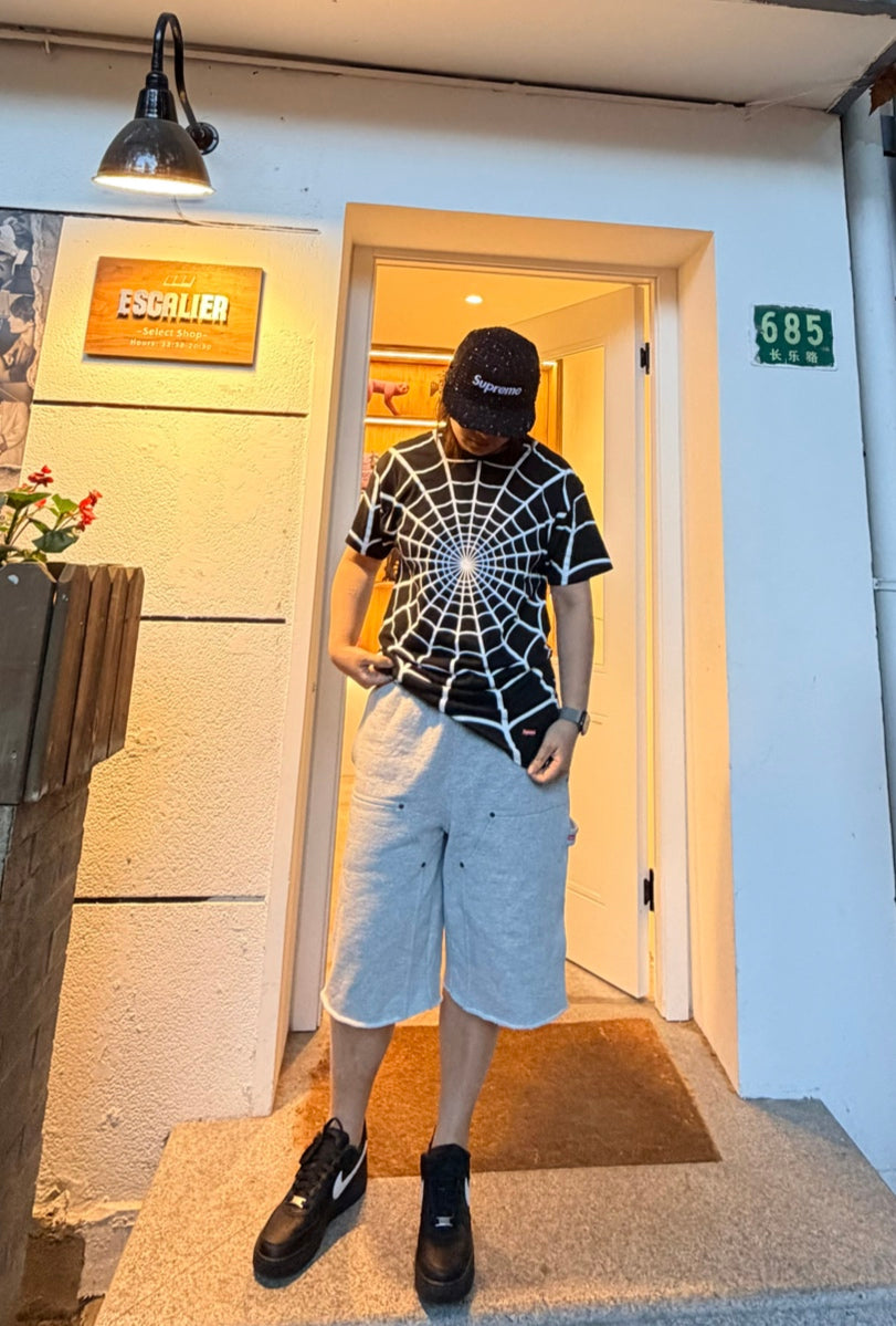 scn / 슈프림 거미줄 프린트 반팔 티셔츠