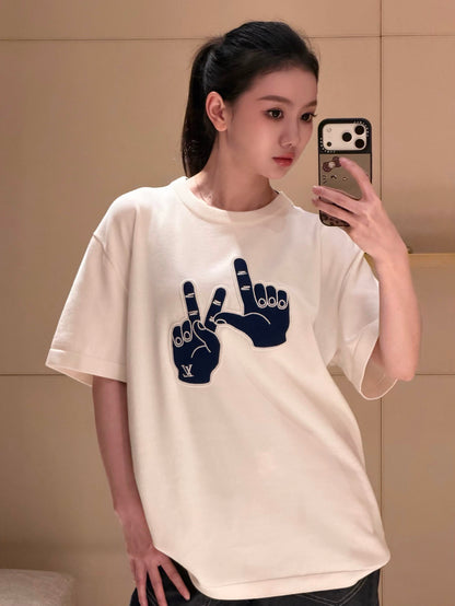 BVG / 루이비통 로고 패치 반팔 니트