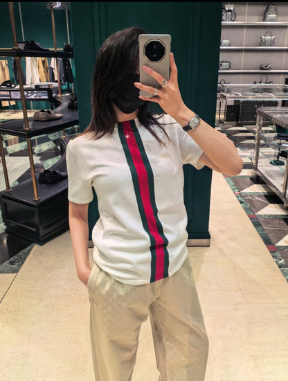 BVG / Gucci Red and Green Stripe Short-Sleeved Knit
