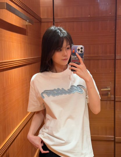 BVG / 루이비통 데님 패치 자수 티셔츠