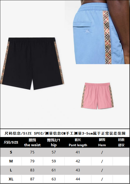 BVG / 버버리 체크 장식 수영 반바지