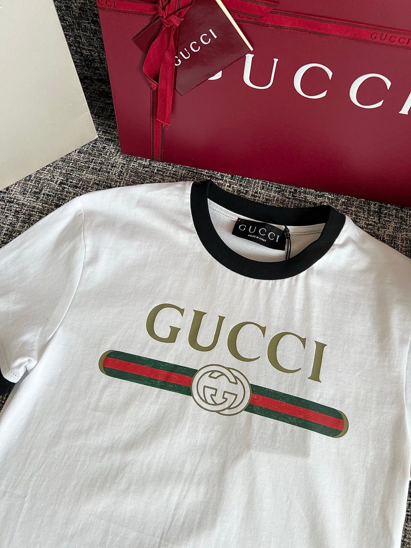 Timo / Gucci webbing tape decoration short-sleeved T-shirt