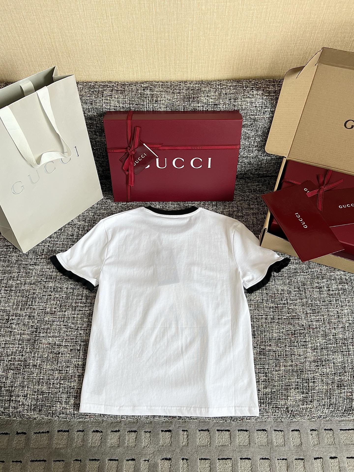 Timo / Gucci webbing tape decoration short-sleeved T-shirt