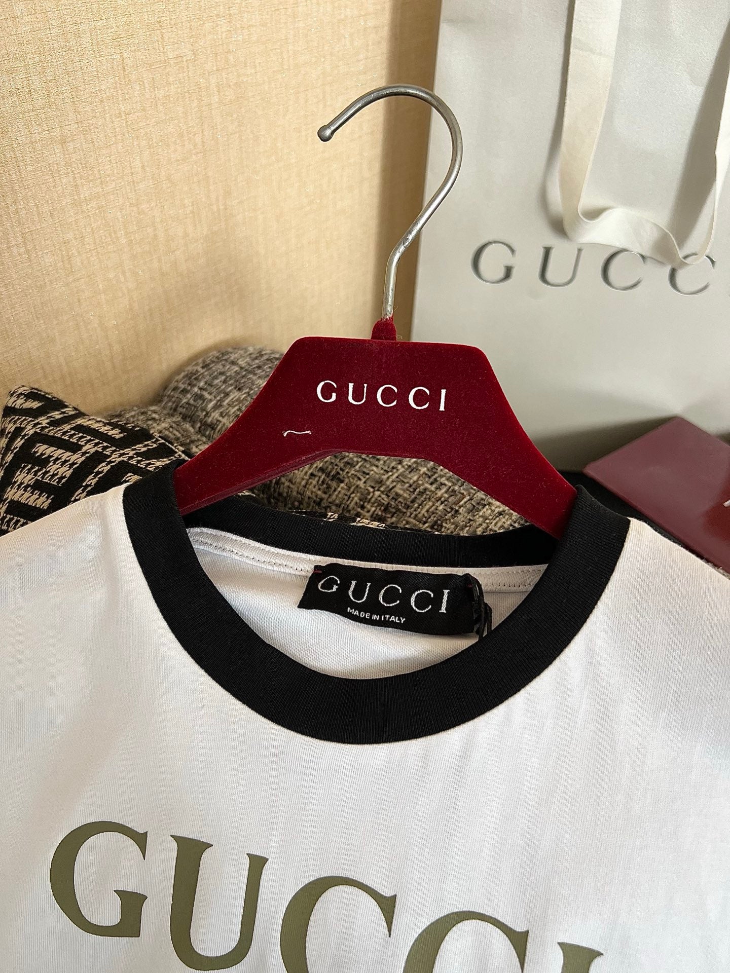 Timo / Gucci webbing tape decoration short-sleeved T-shirt
