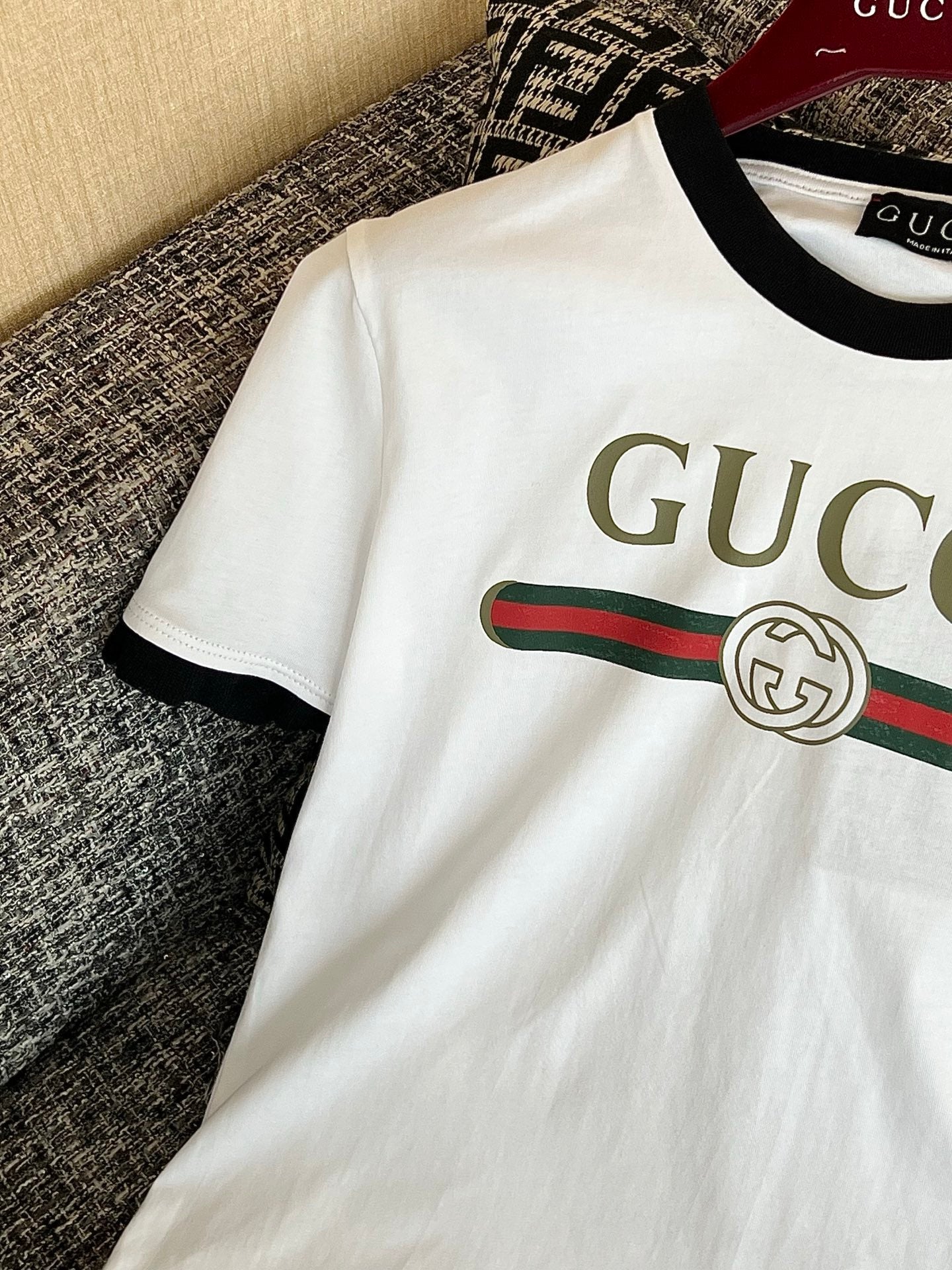 Timo / Gucci webbing tape decoration short-sleeved T-shirt