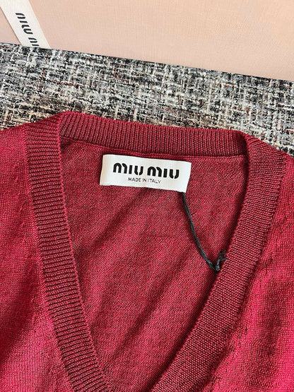 Timo / Miu Miu Red Knit Short-Sleeve T-Shirt