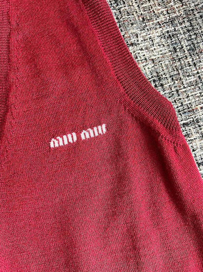Timo / Miu Miu Red Knit Short-Sleeve T-Shirt