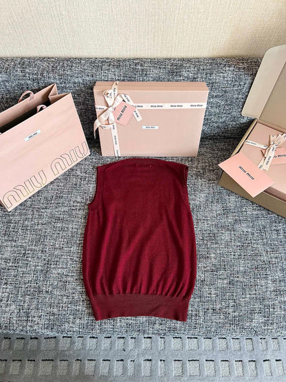 Timo / Miu Miu Red Knit Short-Sleeve T-Shirt