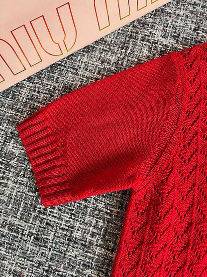 Timo / Miu Miu Red Knit Short-Sleeve T-Shirt