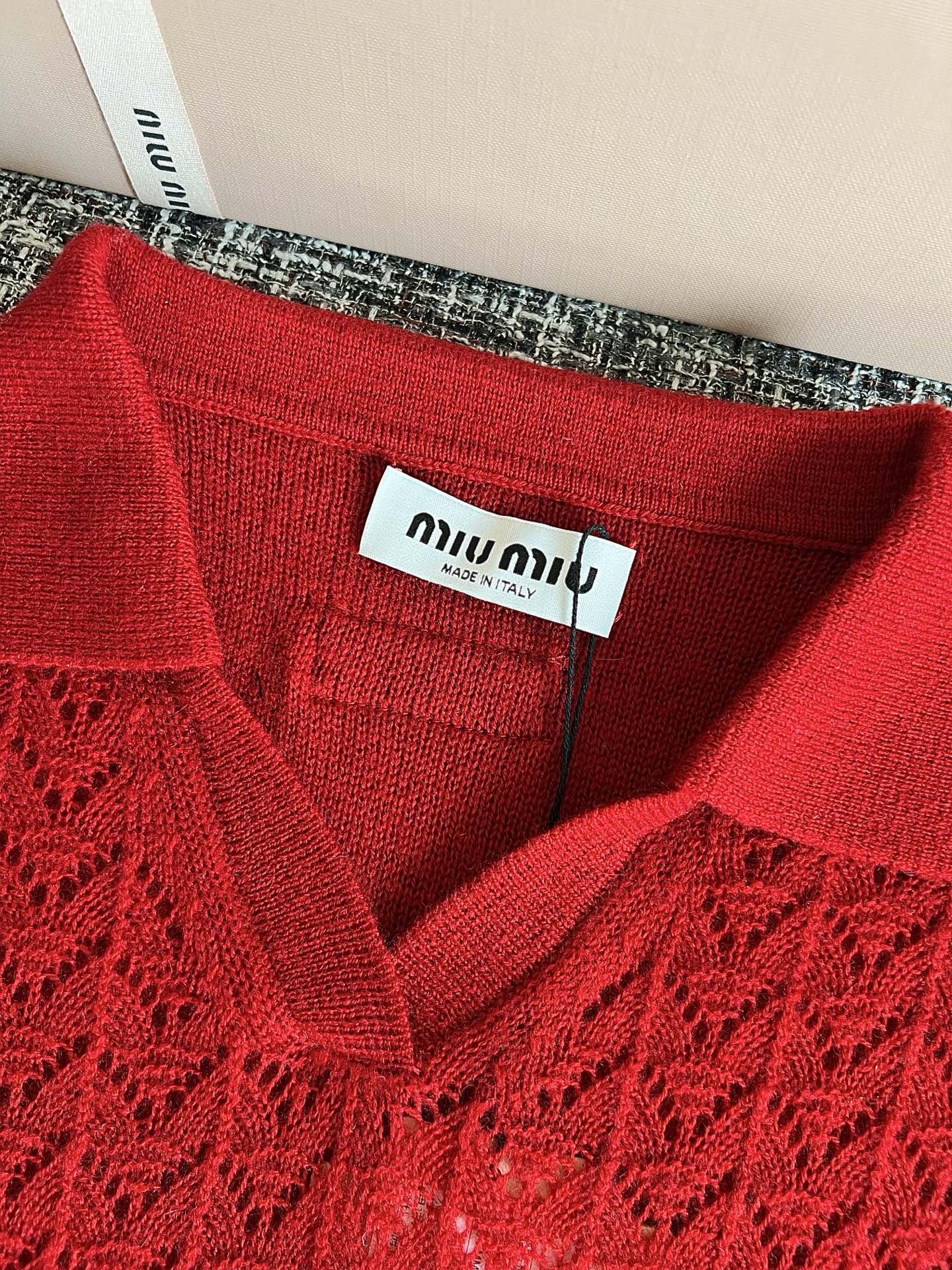 Timo / Miu Miu Red Knit Short-Sleeve T-Shirt