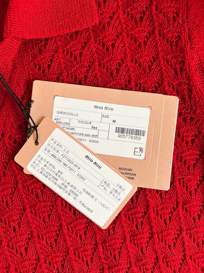Timo / Miu Miu Red Knit Short-Sleeve T-Shirt