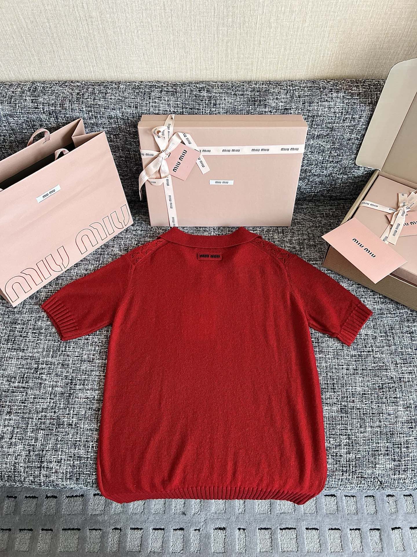 Timo / Miu Miu Red Knit Short-Sleeve T-Shirt