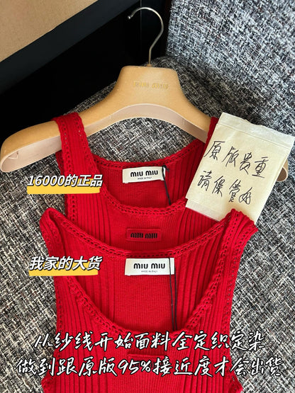 Timo / Miu Miu 레이스 장식 니트 베스트