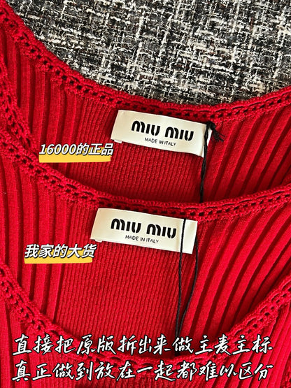 Timo / Miu Miu 레이스 장식 니트 베스트