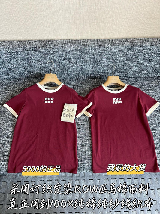 티모 / 미우미우 투톤 레터링 반팔 티셔츠
