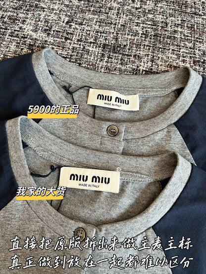 티모 / 미우미우 투톤 래글런 반팔 티셔츠