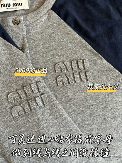 티모 / 미우미우 투톤 래글런 반팔 티셔츠